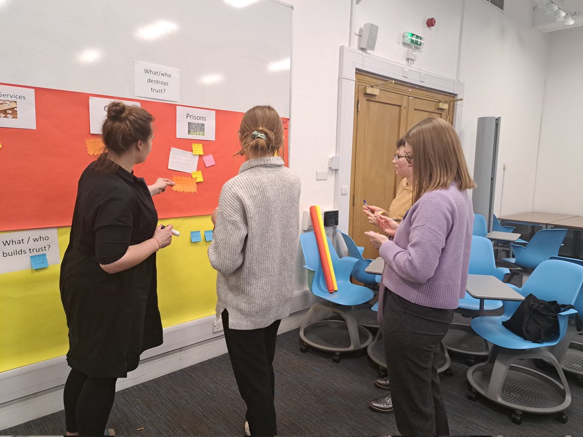 ninachampioncja's tweet photo. Have been too busy chairing this morning to tweet, but now developing our system map of trust & mistrust #GroupOne #TrustedCJS #systemchange https://t.co/uAxpnTI6JF