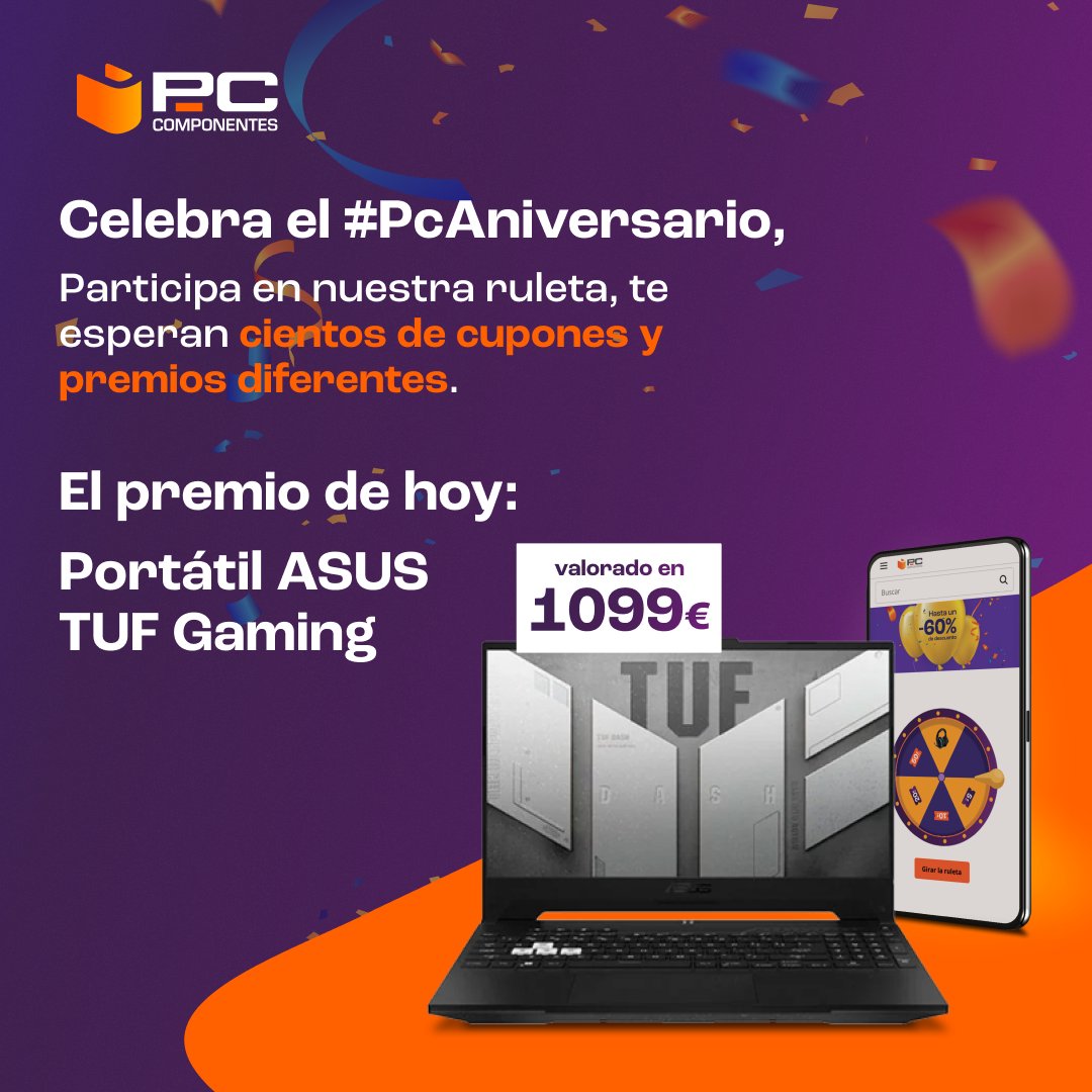 🎡¡ÚLTIMA RULETA DE PREMIOS!🎡

🎂¡Aprovecha y juega antes de que comience nuestro #PcAniversario!

☝️ RT🔃
✌️ Prueba suerte👉pccom.co/3mkv5SX

⏰¡Arrancamos esta misma tarde!⏰