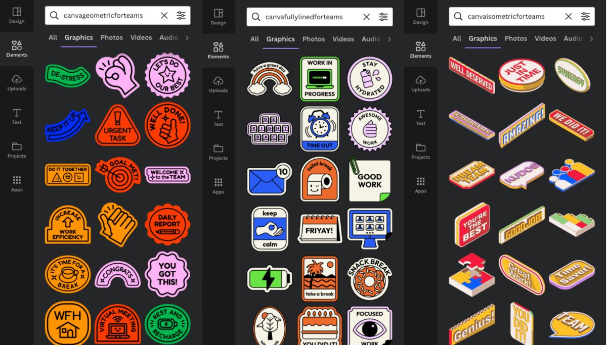 canva's tweet photo. Get to work with these new elements in the library ✨ ‍

Canva keywords:
- canvageometricforteams
- canvafullylinedforteams
- canvaisometricforteams https://t.co/g1kTHh31Rc