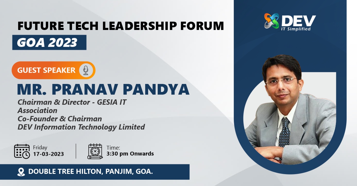 DEVITPL's tweet photo. We are thrilled to announce that our Co-founder and Chairman Mr. Pranav Pandya has been invited as a guest speaker.
For more info https://t.co/49DYODTUSj
#FTLF2023 #TechLeadershipSummit #Technology #ShareYourPresent #ShapeYourFuture #Goa #FutureTechLeadershipForum https://t.co/qNLHTwZS52