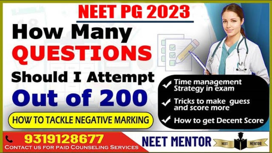 NEETMENTOR2's tweet photo. All the best for NEET PG 2023 
Examination.

Watch the video to know how to tackle the negative marking. Approach to attempt questions. 

https://t.co/MEIKmR7QAe

Join Telegram group - 
https://t.co/R99eubA2k3
#neetpg2023 https://t.co/abacNbAIwl