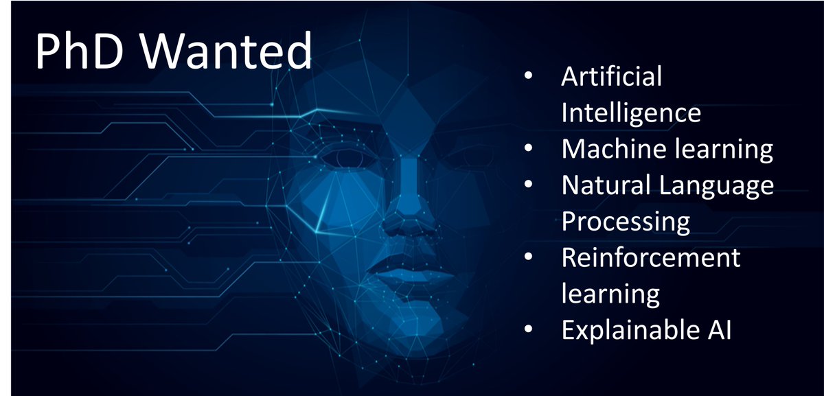 HauglandFolke's tweet photo. PhD Research Fellow in ICT – Explainable Reinforcement Learning
The University of Agder invites applications for a full-time fixed-term appointment as PhD candidate in Technology/Information and ... https://t.co/moMng51XES https://t.co/X91VmlVD3i