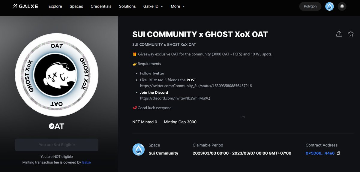 Community_Sui's tweet photo. SUI COMMUNITY x @ghostsxox OAT

🎁Giveaway exclusive OAT for the community (3000 OAT - FCFS) and 10 WL spots.

🔗Claim OAT
https://t.co/fLpff42shd

Show your OAT below this event &amp; tag 3 fens to get started🙏

#Sui #SuiCommunity #OAT https://t.co/5eDO5DNRdm
