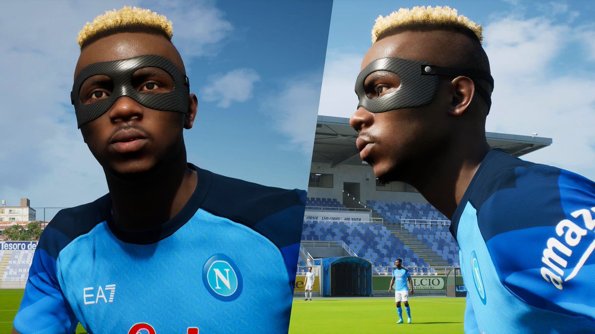 NonoLoko10's tweet photo. Buena cara para 🇳🇬 Victor Osimhen en #eFootball2023 ; es increíble que no esté, como otros tantos jugadores importantes, en #FIFA23 https://t.co/HcqDZbz149