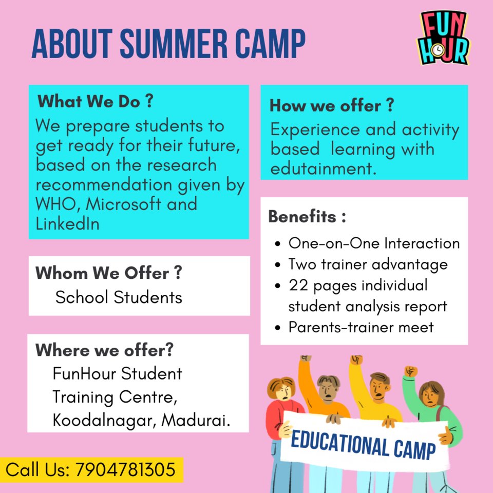 FunHourOfficial's tweet photo. #FunHour Short-Term Educational Summer Camp for School Students at #Madurai
Unlimited #Learning & #Fun.
Register Now -> https://t.co/Tblr8wdtdi
#growwithfunhour #learnwithfunhour #students #summerholidays #summercamp #schoolstudents #annualleave https://t.co/ZzTpbjuY2h