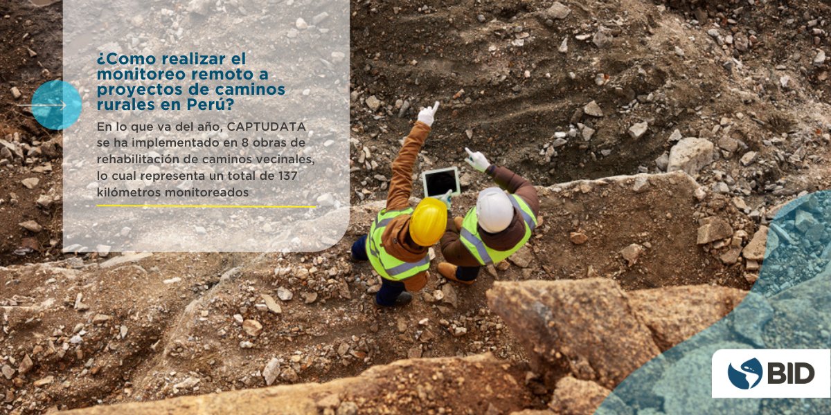 el_BID's tweet photo. ¿Quieres saber cómo funciona la herramienta CAPTUDATA? Descubre en nuestra entrada de blog cómo el BID está usando esta herramienta para hacer el monitoreo remoto de proyectos viales en #Perú. https://t.co/WFD0gtVogp
#InnovaciónTecnológica #InfraestructuraVial #MonitoreoRemoto https://t.co/AZyyKULP5h