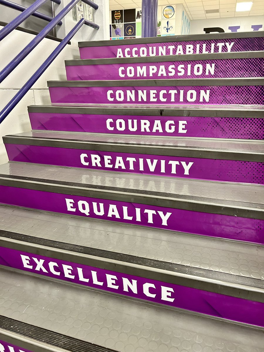 Our main stairs got a makeover with words that represent us, selected by our students! #oneNW #passionpurposepride