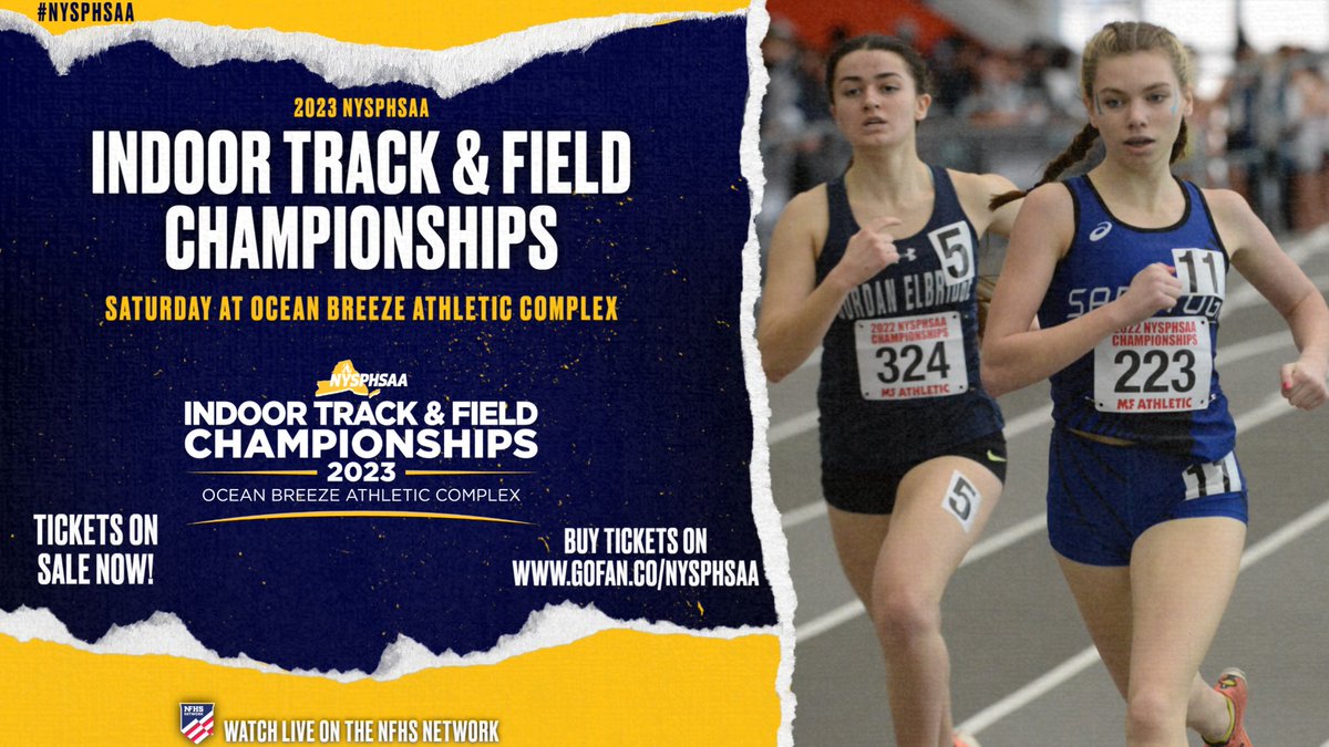 🏃‍♂️The 2023 #NYSPHSAA Indoor Track and Field Championships head to Staten Island this Saturday.🥇

Come see the best student-athletes in the state compete for state championships all day.

Get tickets here:
gofan.co/app/school/NYS…

Or watch live:
nfhsnetwork.com/associations/n…
