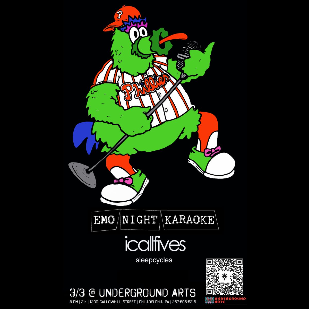 **Tonight @ UA**
Emo Night Karaoke is going down TONIGHT at 8pm with opening sets from Sleepcycles and <a href="/icallfives/">icallfives</a>  🖤🎤🖤
~
Tickets online + at the door: bit.ly/ENK_UA