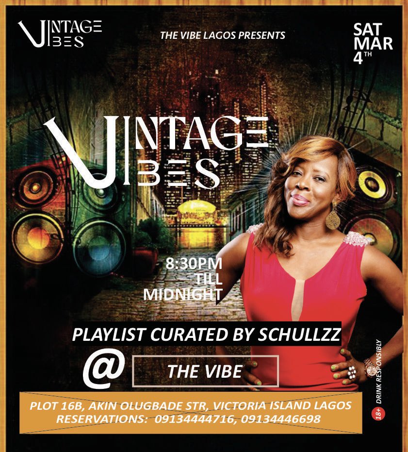 TheVibeLagos's tweet photo. Saturday: 4th, March. Vintage vibes, playlist curated by @schullzz66 from the 80’s, 90’s, 2000’s. 
8:30pm till midnight

Sunday: 5th, March, The Sunday Vibe with @official_stylplus 
Time: 8pm till late
Music policy: @_djfavynaz https://t.co/tthdpWxa7p