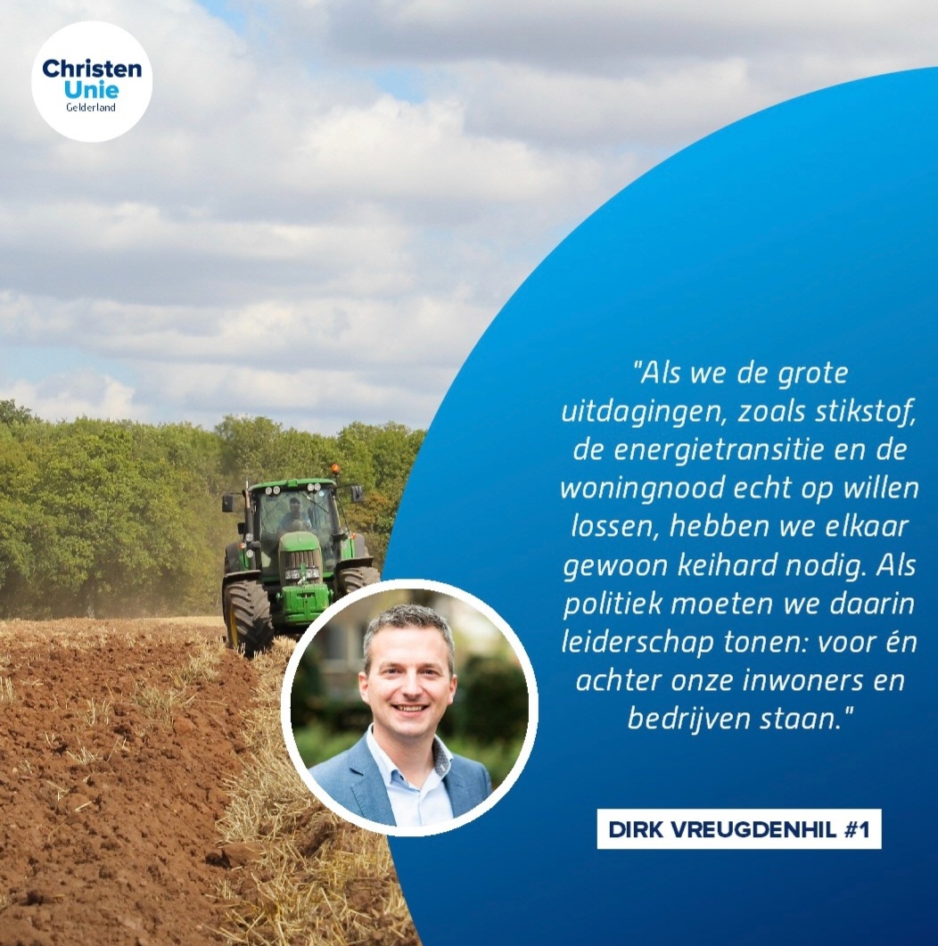 CUGelderland's tweet image. Stem 15 maart op: Dirk Vreugdenhil #1.  
"In een tijd waarin de verschillen steeds verder worden uitvergroot en inwoners en overheid steeds vaker tegenover elkaar staan, wil ik een bijdrage leveren aan de verbinding tussen inwoners, bedrijven en de overheid."