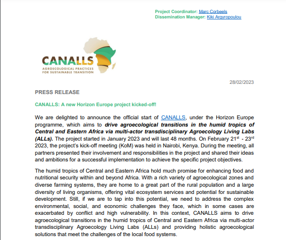 CANALLS_Project's tweet photo. 📣 The 1st press release was just launched!

🌽 Curious to learn about our project?

 👀 Read here the press release:  https://t.co/gegtl0CVXH 

#HorizonEurope #agroecology #alls #agroecologicalpractices #foodsystems #crops #Africa #LivingLabs #CANALLSproject #preesrelease https://t.co/CXY3bbRiqv