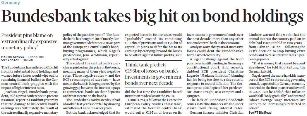 rajeev_agr's tweet photo. Is this a new #risk brewing in the financial markets - #central #banks with negative equity and sitting on a pile of losses? All #excesses come home to roost. The consequences of buying binge that central banks indulged in are yet to play out as we move to higher #interest #rates https://t.co/j0z1AhRtva