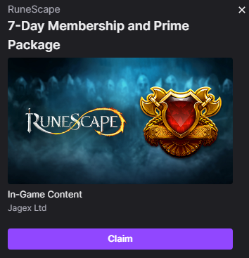 Twitch Prime members receive exclusive RuneScape Rewards and Giveaways From  Now Until February 2020