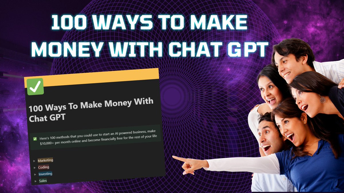 Intelligent Investing, LLC. (@intell_invest) on Twitter photo Learning new skills is hard, but not with AI
You can easily make 10K a month with ChatGPT
Here's a doc that will teach you ideas for;
- Marketing
- Investing
- Coding 
- More
Like + Comment "AI" and I'll send it
(Must be following so I can DM you) Learning new skills is hard, but not with AI
You can easily make 10K a month with ChatGPT
Here's a doc that will teach you ideas for;
- Marketing
- Investing
- Coding 
- More
Like + Comment "AI" and I'll send it
(Must be following so I can DM you)