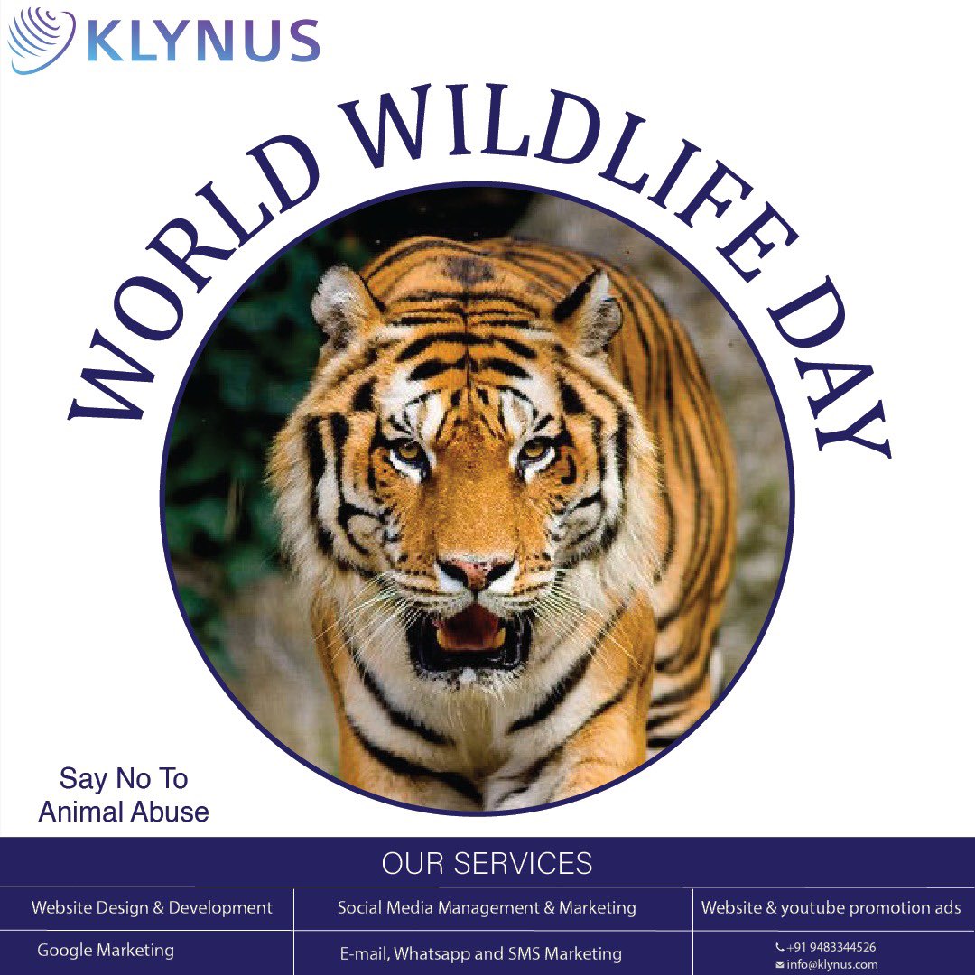 Klynustech's tweet image. Klynus wishes you Happy world Wildlife Day.🐆🐅
klynus.com/digital-market…
#webdevelopmentcompanymangalore #worldradioday #webdevelopmentsupport #webdevelopmentexperts #webdevelopmenttips #webdevelopmentindia #digitalmarketingcompany #digitalmarketingdubai #digitalmarketingcourses