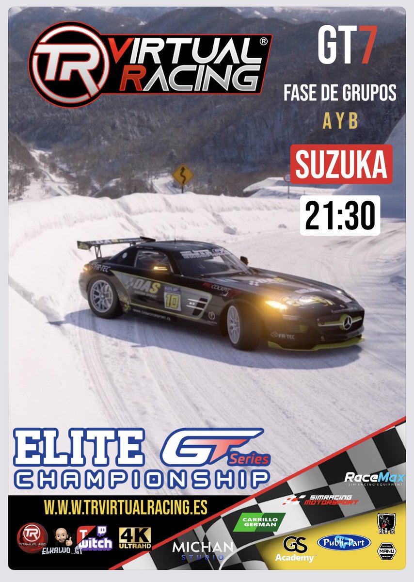 Llega l4 jornada de las <a href="/EliteGTSeries/">EliteGTSeriesChampionship</a>  <a href="/TRVirtualRacing/">Titanium Red Virtual Racing</a> <a href="/Titanium__Red/">Titanium__Red / M.Lucas</a> <a href="/FanaticVirtual/">FANATIC Virtual Racing Team</a> <a href="/Thecowboysmotor/">ElCountry Sheriff de The Cowboys Motorspor</a> <a href="/SHK_SharkGT7/">SHK_Sharkracingteam GT7</a> <a href="/sharks_esp/">SHARKS</a> <a href="/LOKOSTEAMRACIMG/">#C.Molina#</a> <a href="/MotorsportDas/">DAS Motorsport | #beDAS</a> <a href="/zeroracingteam/">zeroracingteam ZRT</a> @SBlackRhinoTeam <a href="/blacktopbrt/">Blacktop Racing Team</a> @ea tope esta noche os lo cuenta en directo✍️💯✅🆔🔝 <a href="/elKalvo_F1/">elKalvoGT</a>