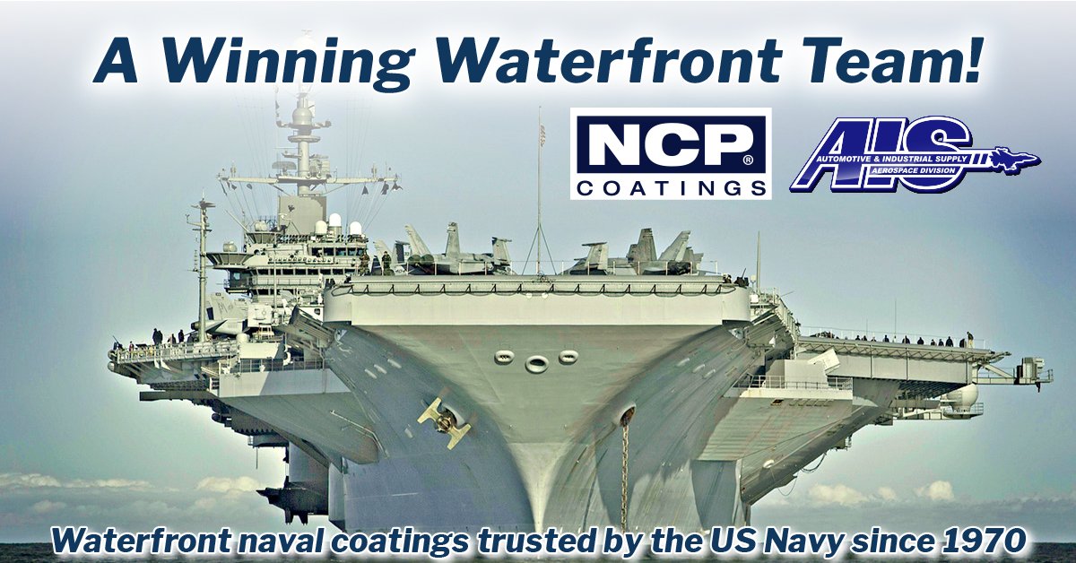 NCPCoatingsLLC's tweet photo. Stocking NCP's key naval #waterfront #coatings thru Premier Partner AIS in #SoCal. Dedicated defense-sector team providing technical knowledge, onsite support, immediate product availability! #nonskid #polysiloxane Contact AIS at (801)732-1500 or NCP at 800-627-1948. https://t.co/AmI8zVcehZ