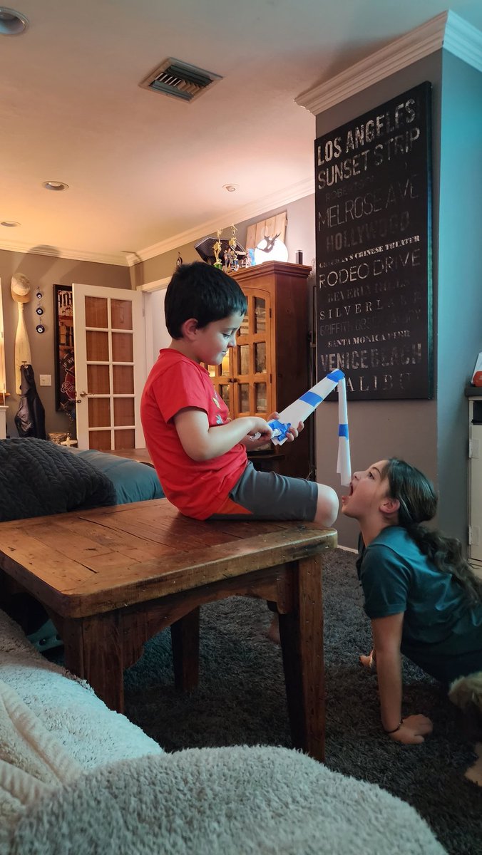 SaraWynne222's tweet photo. Paper fishing rod and Soleil the fish. These kids ❤️❤️🫶 #TheParentTest #ParentTest #NewAge #Parenting https://t.co/p2bGnEpTeA