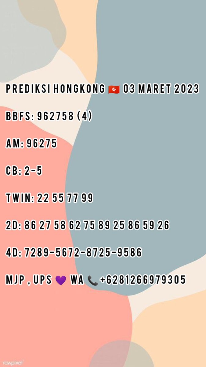 Prediksiqueen's tweet photo. PREDIKSI HONGKONG 🇭🇰 03 MARET 2023

JOIN GRUP PREDIKSI GRATIS BISA LANGSUNG CHAT KE WA 📞+6281266979305

#prediksihongkong #prediksihk #prediksijitu #PREDIKSITOGELHONGKONG #prediksitop #TogeLovers #togelhongkong #togeljackpot #togelhariini #togeljitu https://t.co/WuA3Y44c4m