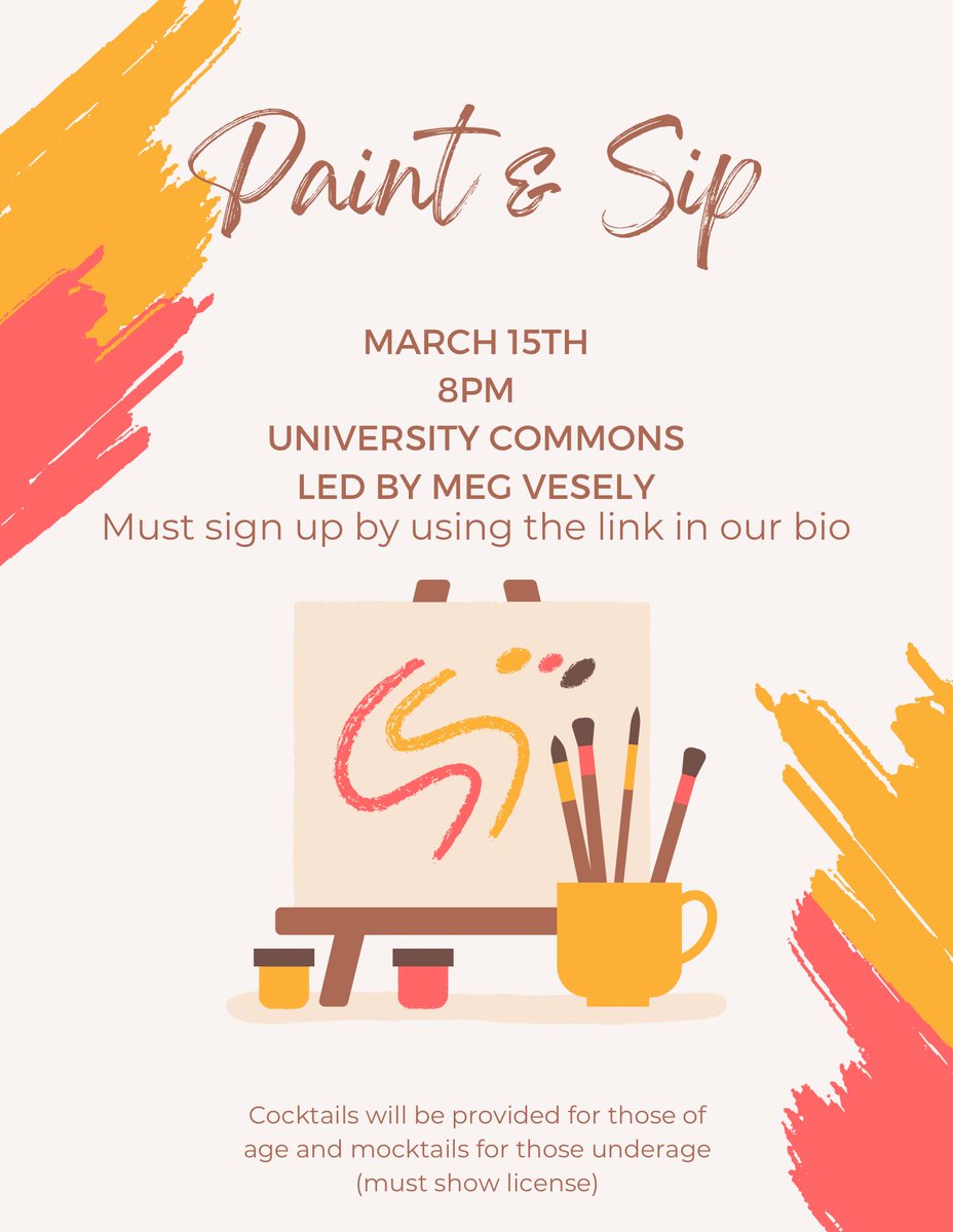 Undergraduate students can sign up for our upcoming paint &amp; sip by using this link! docs.google.com/forms/d/e/1FAI…