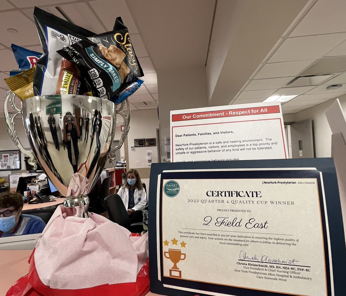Congratulations to the whole team of 2 Field East for winning the Quarter 4 Quality Cup!   Amazing team members! Amazing Teamwork!! And definitely Amazing things are happening on 2FE!! <a href="/AllinatTheAllen/">AllenHospital</a> <a href="/R4Allen_ACNW/">Allen/ACNW R4 Committee</a> <a href="/RhodaRedulla/">Rhoda Redulla,DNP,RN,FAAN</a>