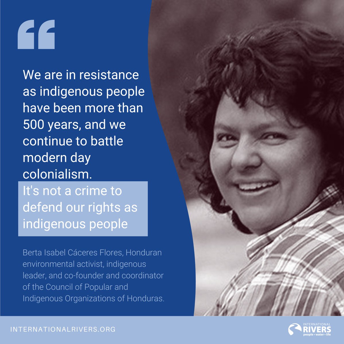 7 years since the assassination of Honduran environmental activist and Lenca #Indigenous leader, Berta Cáceres

We join her family, community and other #RiverDefenders around the world in honoring her life and demanding #JusticiaParaBerta 
Follow 
@COPINHHONDURAS

#BertaCaceres