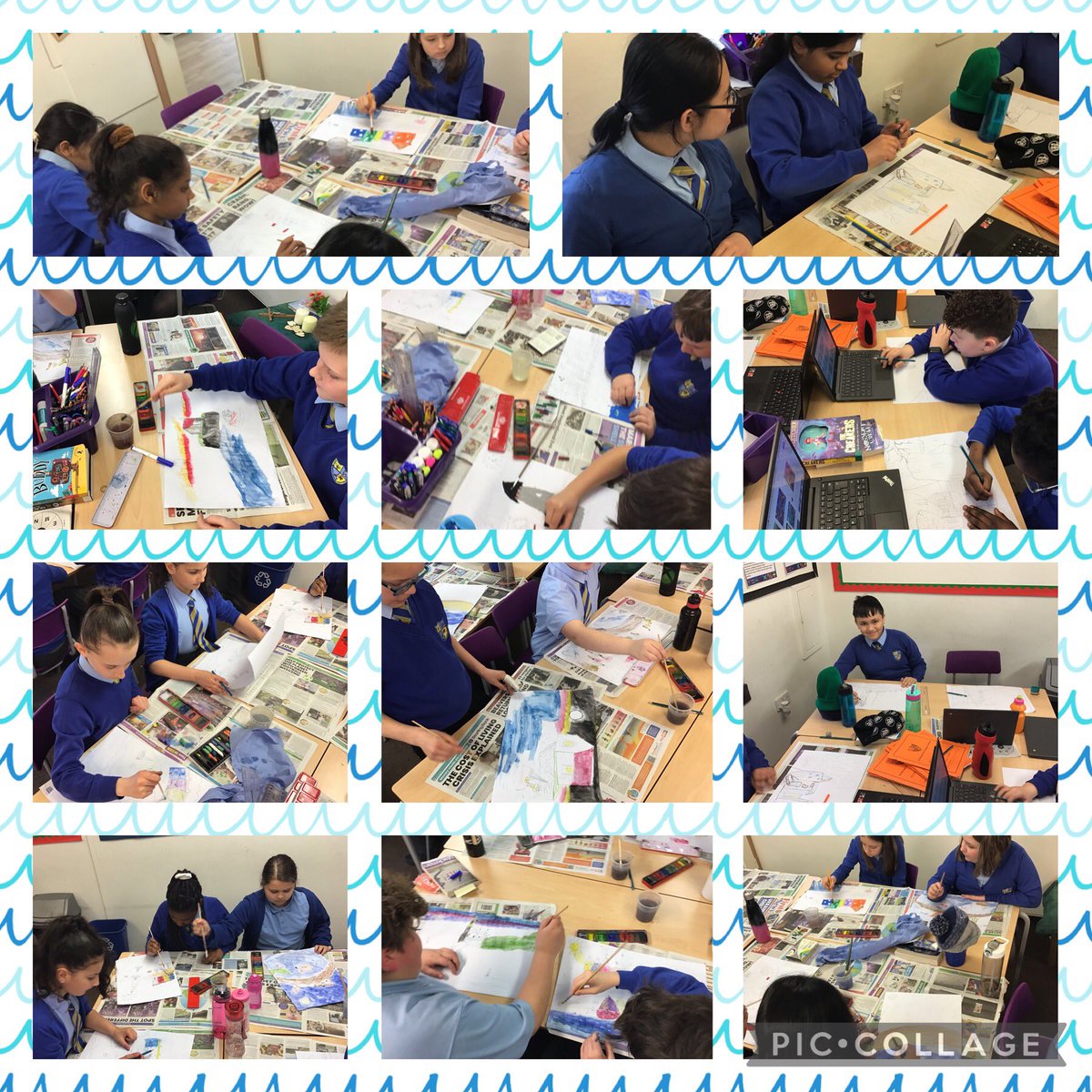 Dosbarth Porffor are creating pieces of Art in the style of <a href="/DorianSpencer/">Dorian Spencer Davies Art</a> in our final piece of work as part of Welsh Week!🏴󠁧󠁢󠁷󠁬󠁳󠁿We will let you know how they end up!🖼