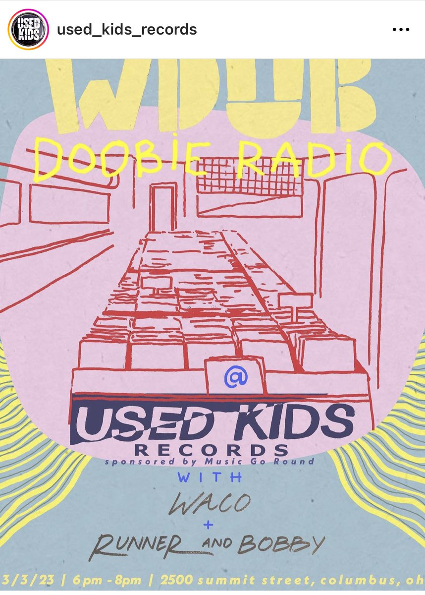 LIVE TONIGHT <a href="/usedkidsrecords/">Used Kids Records</a> <a href="/UsedKids/">Used Kids Records</a> on Summit St, 6pm all Columbus peeps see you there <a href="/911WDUB/">91.1WDUB: The Doobie</a> <a href="/TuneCore/">TuneCore</a> #musicgoround