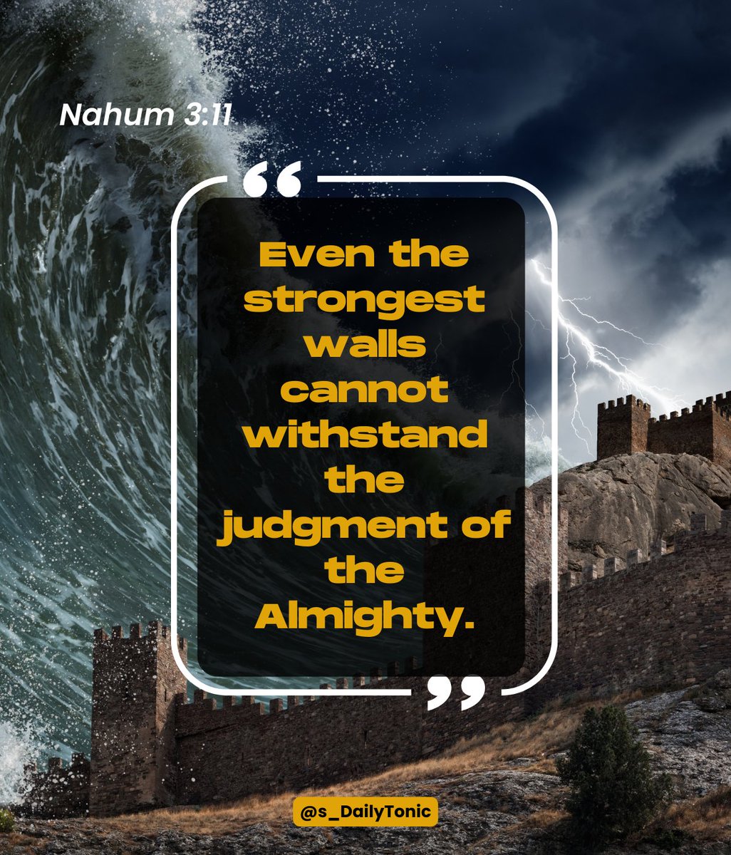 Even the strongest walls can't withstand the judgment of the Almighty. Let's put our faith in God and trust in His strength to overcome any obstacle. With God on our side, all things are possible! #FaithOverFear #TrustInGod #GodsStrength #NeverGiveUp
