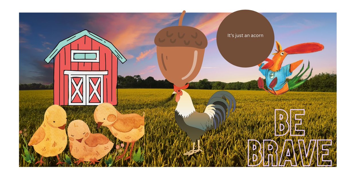 My firsties used Canva to create a setting from the story Interrupting Chicken. They had to use an image of the Little Red Chicken to interrupt the setting. They added speech bubbles on their own. I'm SO proud of how well they did! #JCSTechLeads <a href="/MountainViewJCS/">Mountain View Elem</a> <a href="/jcityTNschools/">JohnsonCitySchools</a>