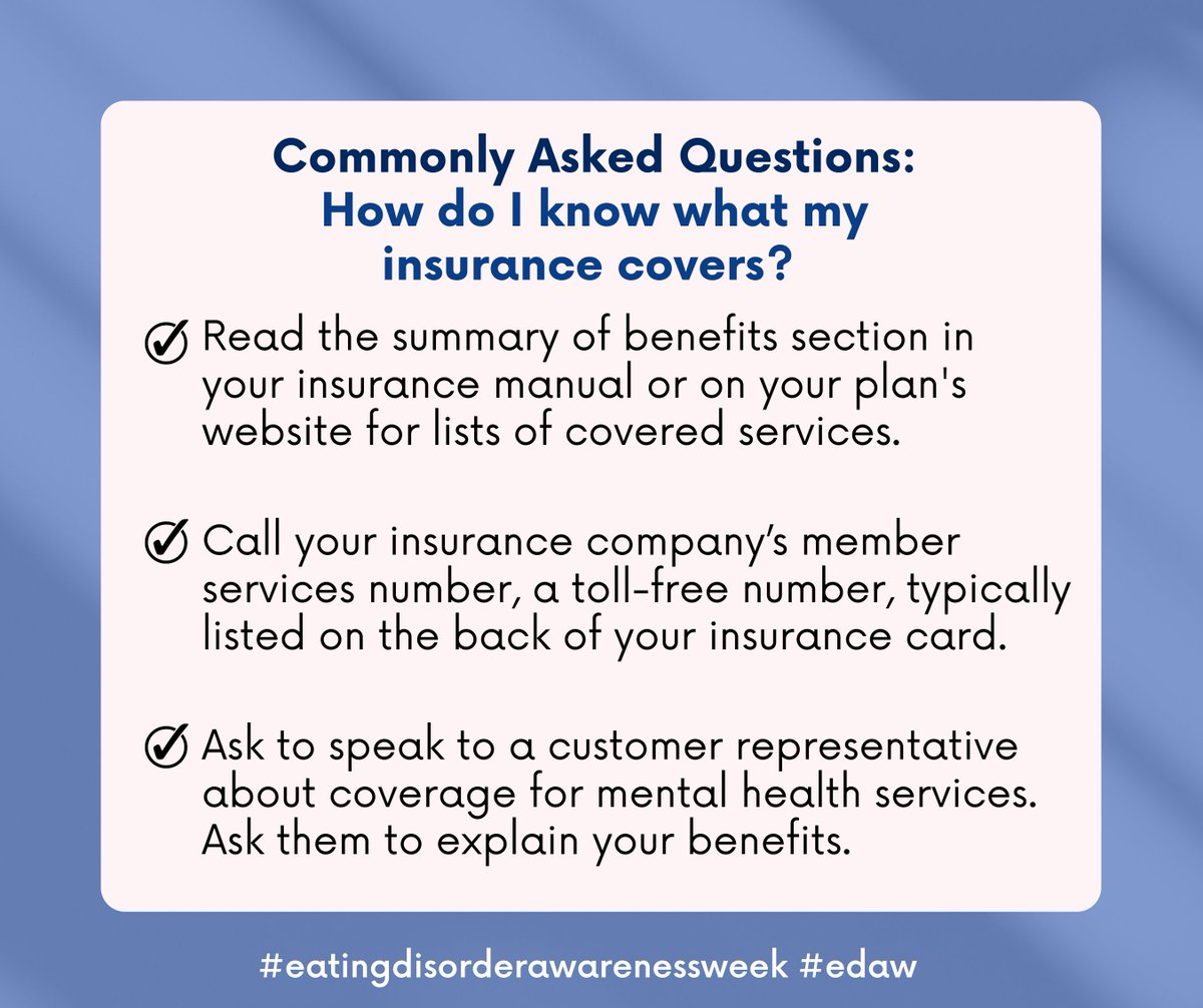 EDCoalition's tweet photo. Far too many people do not understand their insurance plan, know their healthcare rights, or how to advocate for the coverage they’re entitled to by law. 

@EDCoalition member @TheProjectHEAL provides guidance to understand. 

#eatingdisorderawarenessweek #edaw https://t.co/OL3TfGgJkB