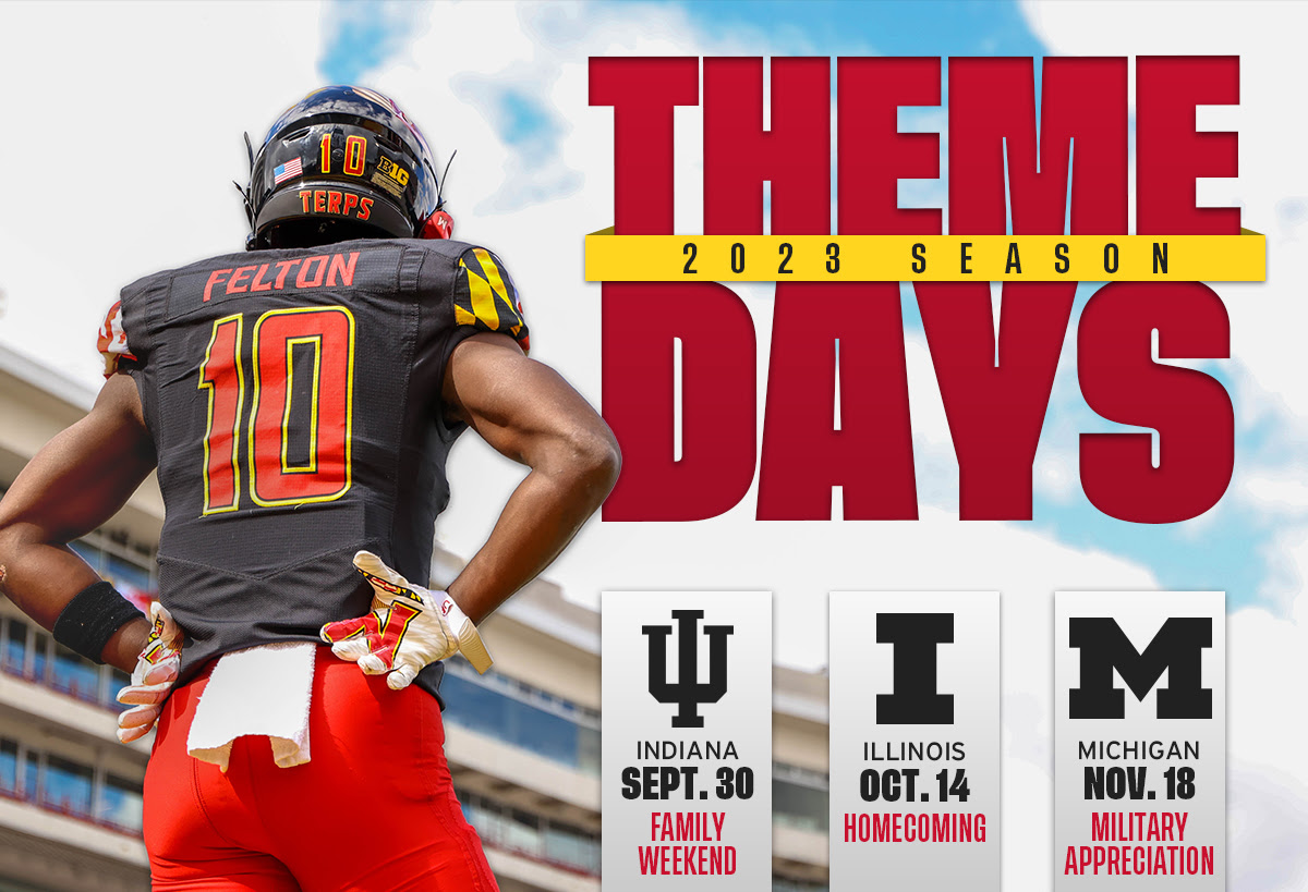 #UMDHomecoming2023 has been announced!!! The full promotional football schedule will be released later this spring and single game tickets will be available for purchase in July.  

Check out the full schedule here: umterps.com/sports/footbal…