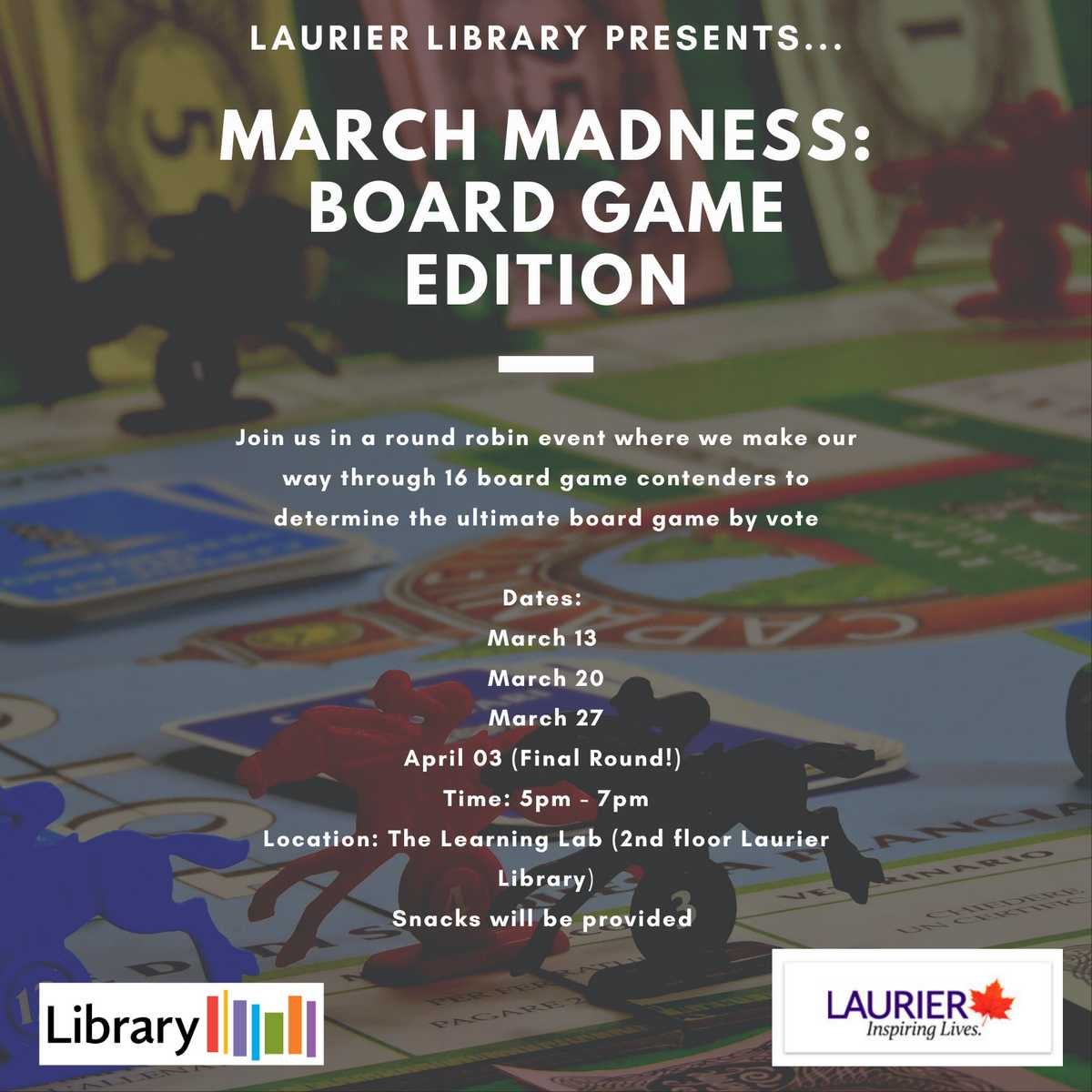 Laurier Library (@laurierlibrary) on Twitter photo Join us for board games in the Laurier Library. Details: library.wlu.ca/events/2023-03… and contact Matt Rohweder (mrohweder@wlu.ca) with questions. Game on! Join us for board games in the Laurier Library. Details: library.wlu.ca/events/2023-03… and contact Matt Rohweder (mrohweder@wlu.ca) with questions. Game on!