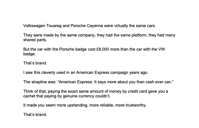 Hope <a href="/davetrott/">dave trott</a> doesn't mind me sharing a WHOLE chapter from Crossover Creativity... 

#Branding