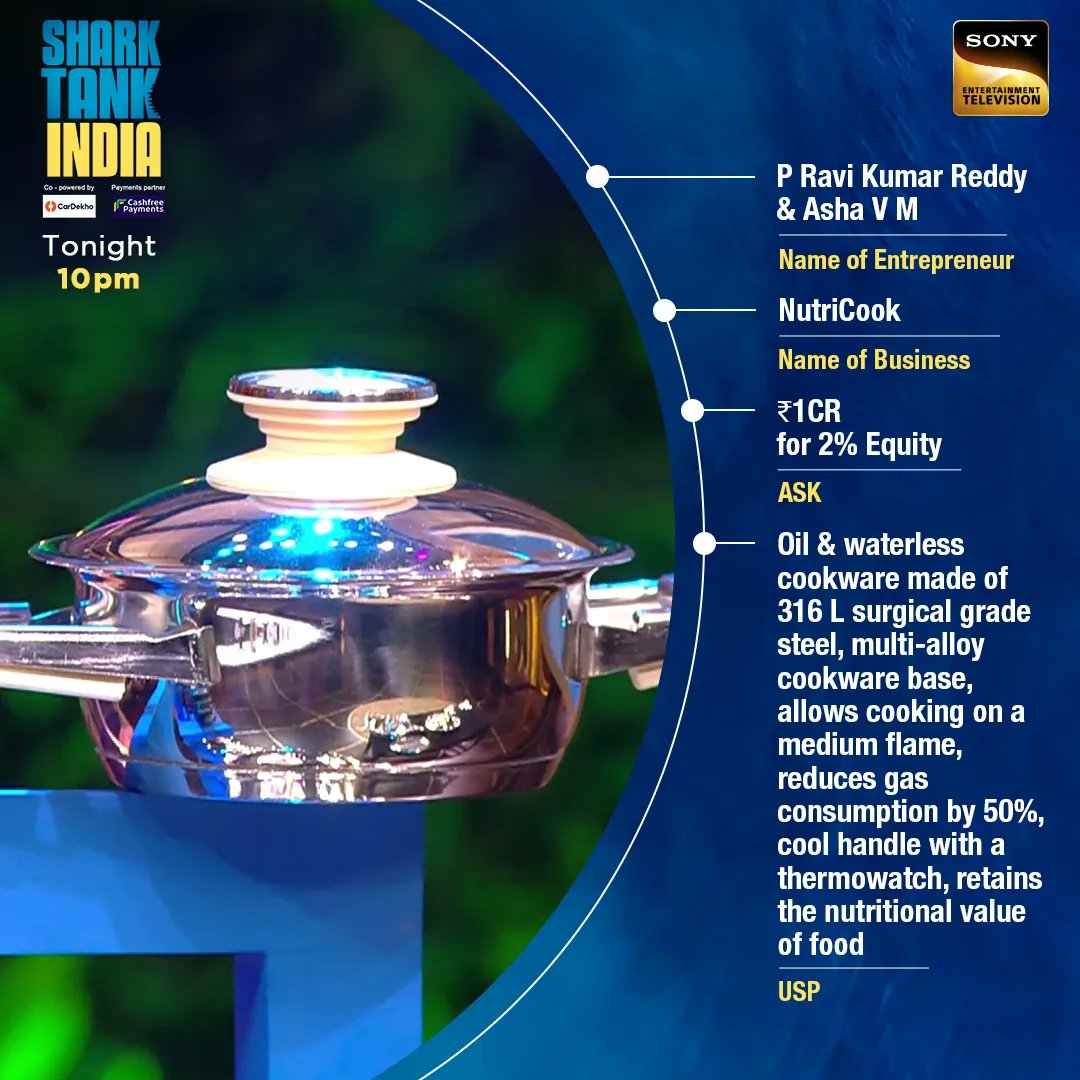 SonyTV's tweet photo. #NutriCook, #SinghStyled, and #Subhag which pitch will interest the Sharks and end up with a deal?
Don't forget to tune into #SharkTankIndia Season 2, tonight at 10 pm on Sony Entertainment Television & Sony LIV. https://t.co/acAU8hZTkS