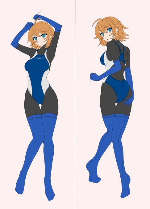 ぴっちり競泳水着ちゃんの抱き枕風イラストの下描きです(*'▽`*) 