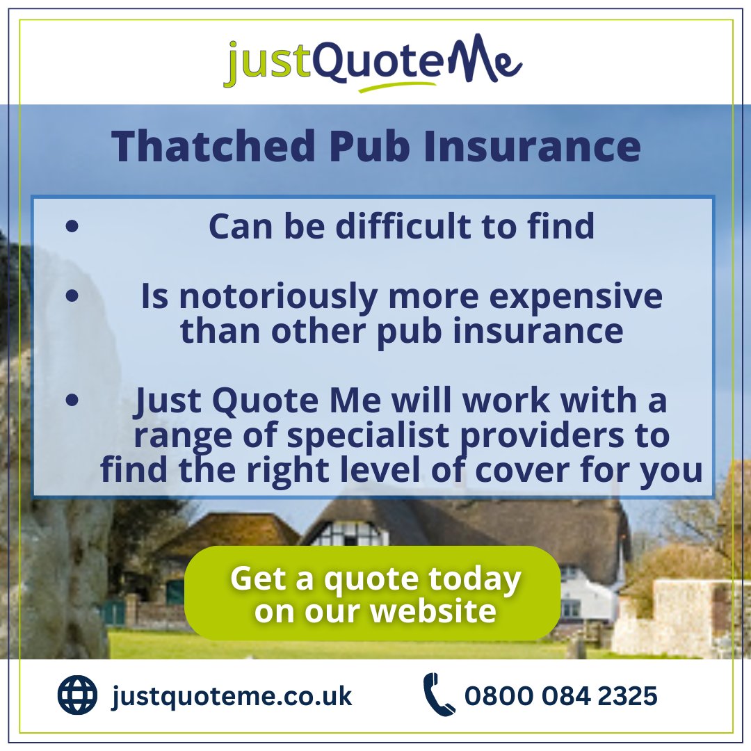 Owning a #thatchedpub is a wonderful thing, but finding #insurance at a competitive rate can be difficult.

We work with a range of specialist providers to find the right cover for your #business.

☎️ 0800 084 2325
🌐 justquoteme.co.uk

#pub #publandlord #businessinsurance