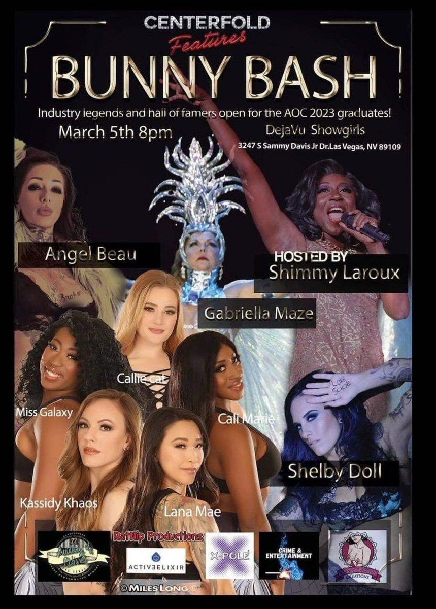 Stripclubexperi's tweet photo. The #Playmate #BunnyBash is a not to be missed event, tomorrow night (5th March) at @DVShowgirlsLV. With so many amazing & talented feature showgirls.
#FeatureEntertainer appearances at USA #StripClubs are on our website: https://t.co/gNYKQ6kDRl
#DejaVuShowgirls #LasVegas NV https://t.co/P0lGdmoWjH