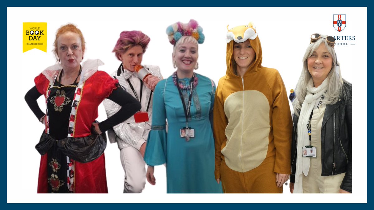 ChartersSchool's tweet photo. Our #WBD2023 week of celebrations, to encourage the love of all thing #literary culminated today with the Staff Dress Up.  Our ongoing drive to nurture a #ReadingforPleasure culture runs throughout the school with initiatives like #DEAR &amp; #BigBookSwap:  https://t.co/bucJ6XOHd4 https://t.co/Gq1XsomCsr