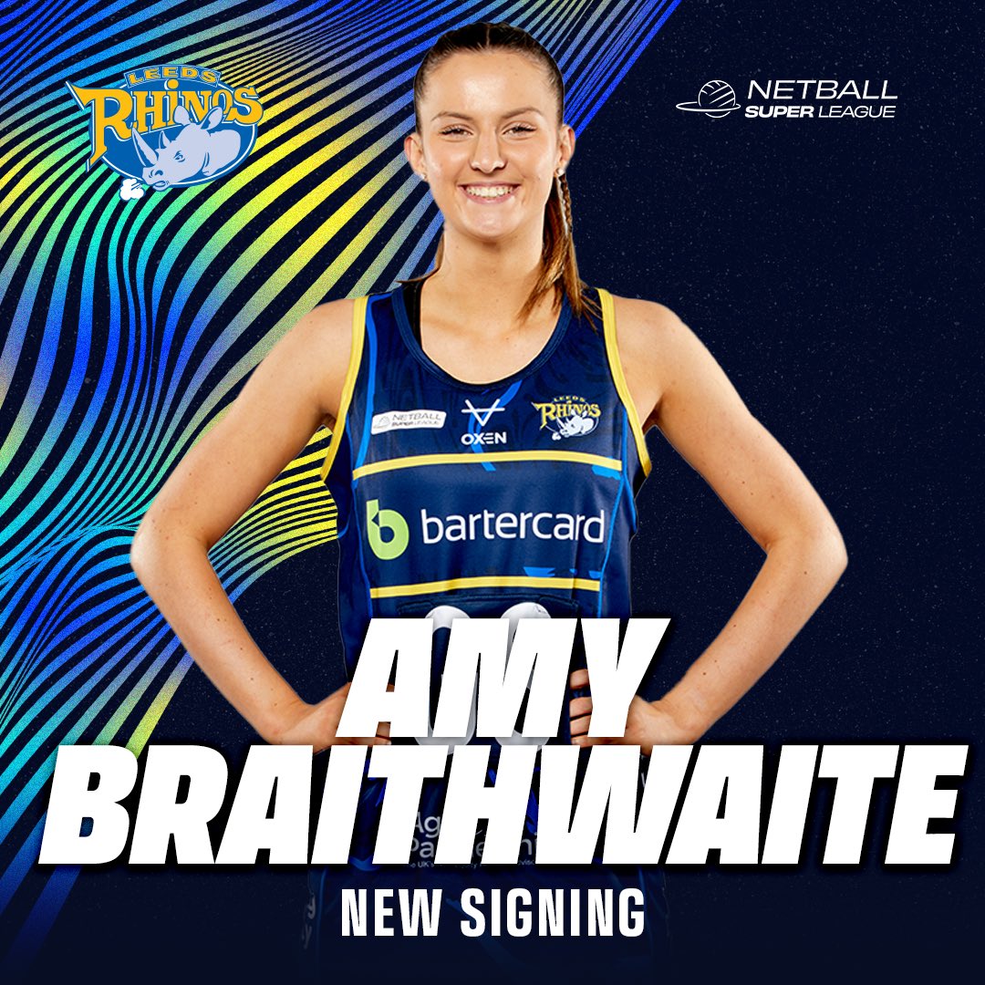 RhinosNetballSL's tweet photo. ✍️ 𝐒𝐭𝐞𝐩𝐩𝐢𝐧𝐠 𝐮𝐩

We are delighted to announce that Rhinos Pathway star @AmyBraithwaite7 has been promoted to our @NetballSL squad 🙌

Read more: https://t.co/BAB1eqrd9h
#RhinosNetball https://t.co/YuLvocnWVL