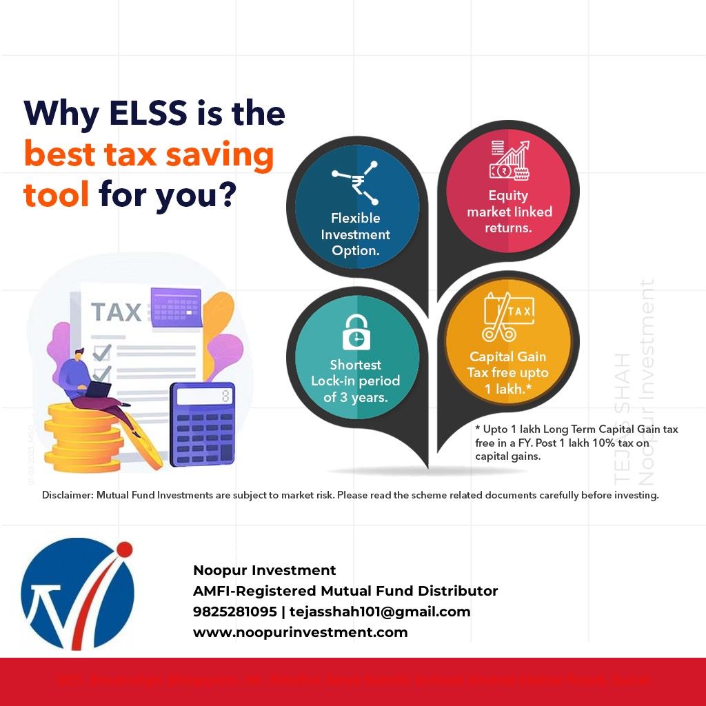 Why ELSS is the best tax saving tool for you???
#noopur_investment #lifeinsurance #mutualfunds #PMS #AIF #bonds #companyfixdeposits #sip #retirementplans #termplan #taxsavings