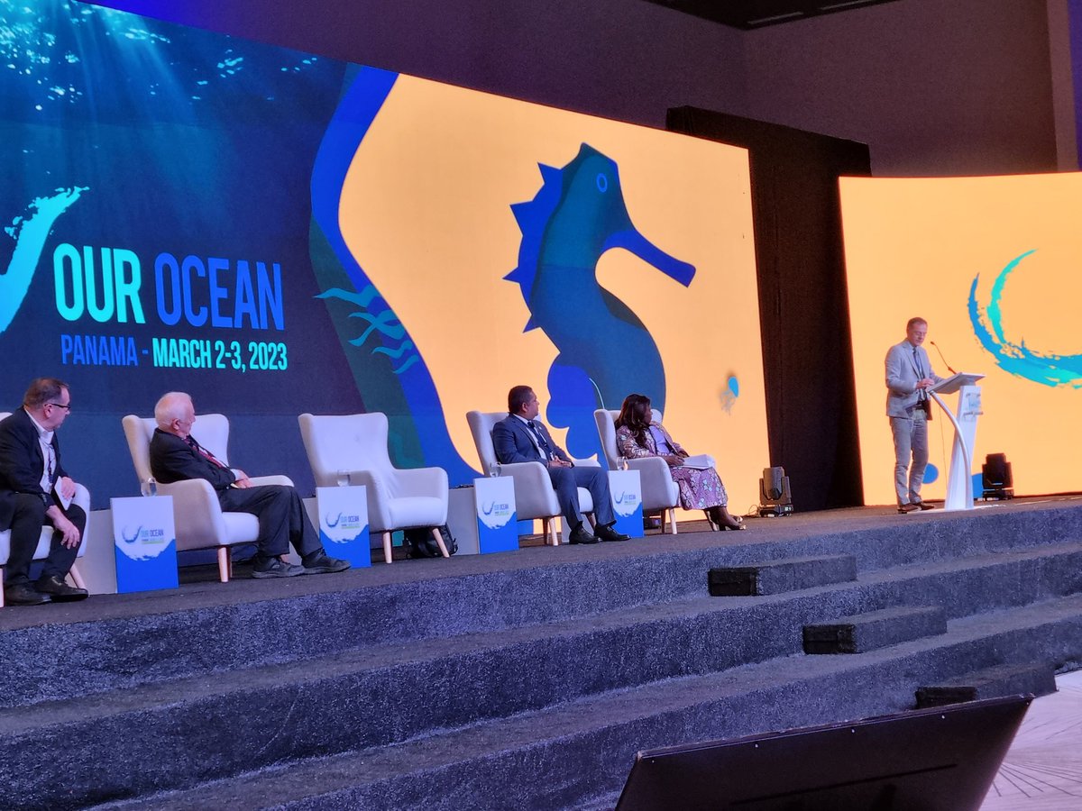 OpagacJulio's tweet photo. Sustainable fisheries panel at @OurOceanPanama presented by @Manu_FAO counting with H Ex Minister of Fisheries Angola Carmen Evelize, @MSCecolabel Chair and Juan Corrales Trimarine CEO https://t.co/BsisKv37xF
