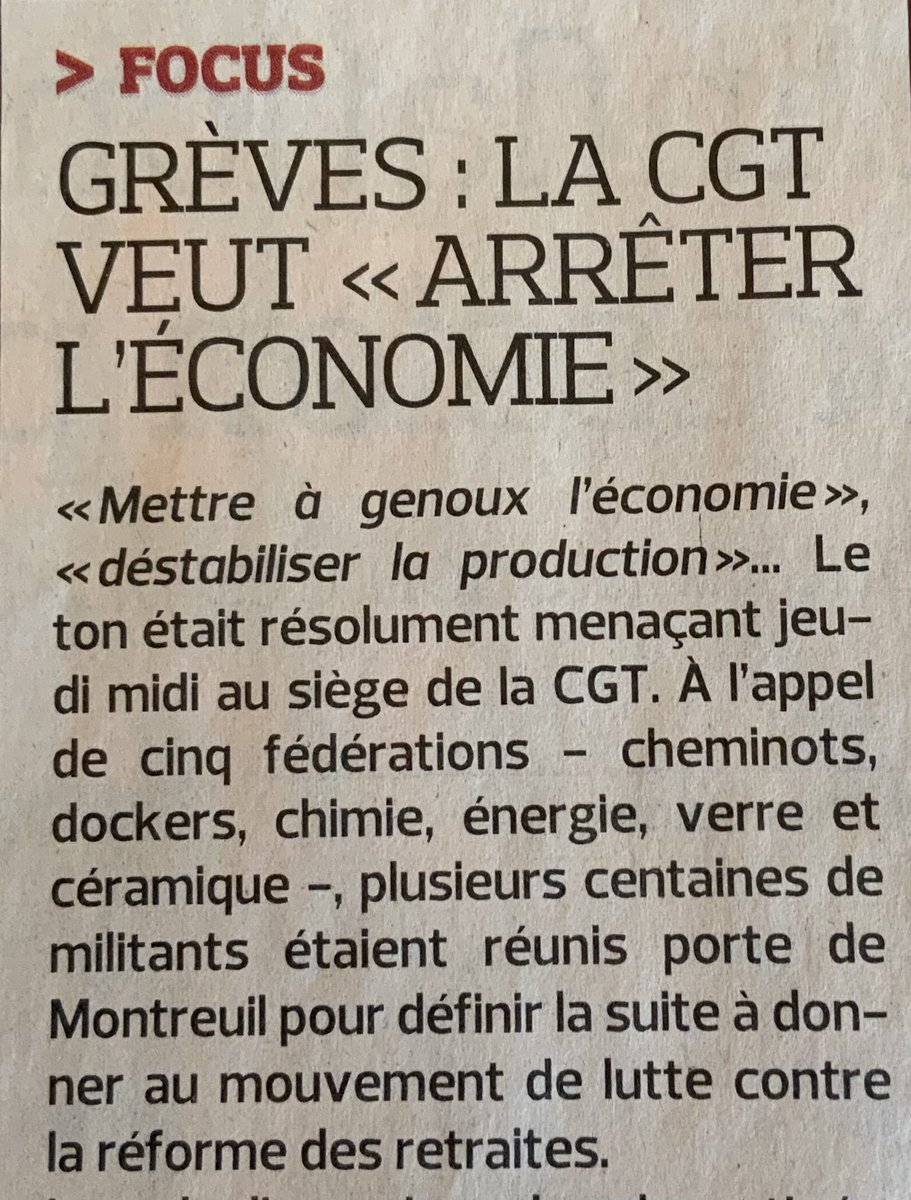 Un jour viendra où les Français prendront conscience des immenses dégâts causés par la CGT à l’économie française et , par ricochet , à la société toute entière .