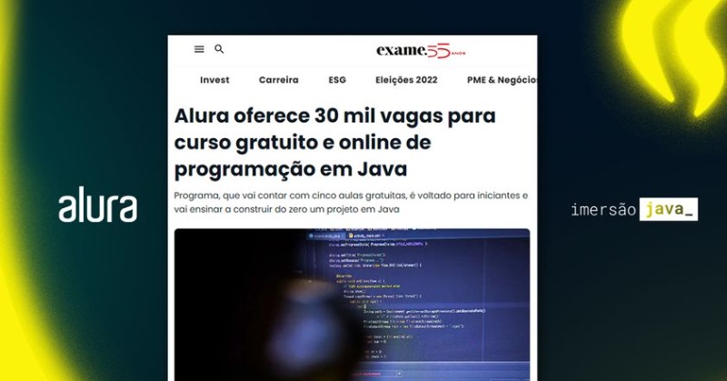 AluraOnline's tweet photo. Chegou a hora: Imersão Java da Alura 🤿

Serão 5 dias de projetos, exercícios e desafios para você aprender as melhores práticas e aperfeiçoar o seu conhecimento em Java ☕

Se inscreva agora!
