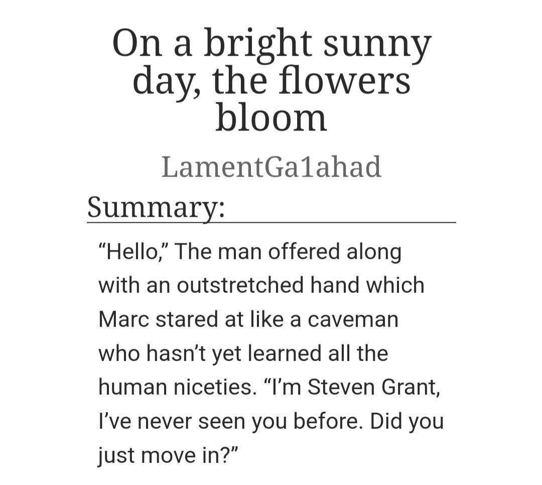 Hello! It's been some time since I posted. Kinda proud of it but just a little xD (this is a repost of a prev tweet) #MoonKnight #marcsteven

archiveofourown.org/works/45418711