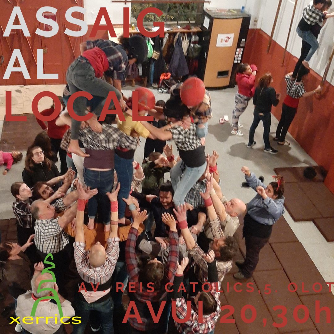 XerricsOlot's tweet photo. Arrenquem el mes de març q ens porta l'inici de les diades diades plaça d'aquesta temporada.
La setmana ja finalitza i ja és #divendres,això significa que avui hi ha #assaig!
Us esperem a 2/4 de 9 al local!
#local #març #castells #castellers #castelleres #olot #garrotxa https://t.co/3qKELkKuoB