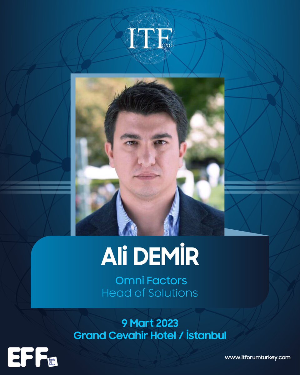 EffOrganization's tweet photo. Sektöre yön veren, EFF Organizasyonluğu tarafından beşinci kez gerçekleşecek IT Forum CxO etkinliğinde, Omni Factors Head of Solutions 
sayın Ali Demir bizlerle birlikte olacak.

Detaylı bilgi için; info@effuture.com

https://t.co/KKaovMaf4X

#itforumcxo #teknoloji #event #iot https://t.co/mnbIJKYXke