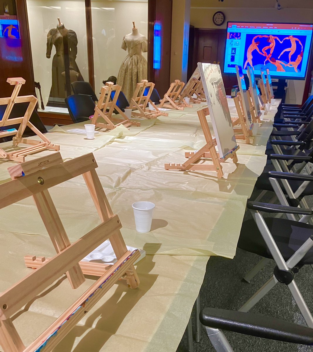 All set up for our paint &amp; sip this evening at the museum.