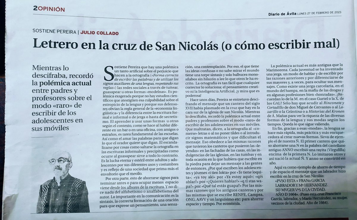 Msol59's tweet photo. De como se critica la escritura de l@s jóvenes en redes, cuando hace siglos ya se hacía lo mismo. #JulioCollado👌🏿
"Sostiene Pereira... https://t.co/bymwY4ebUS